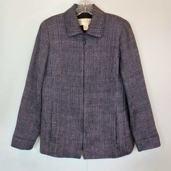 Doncaster Womens Sz 6 Silk Wool Purple Business Jacket Zip Front Pockets Career - Picture 5 of 13
